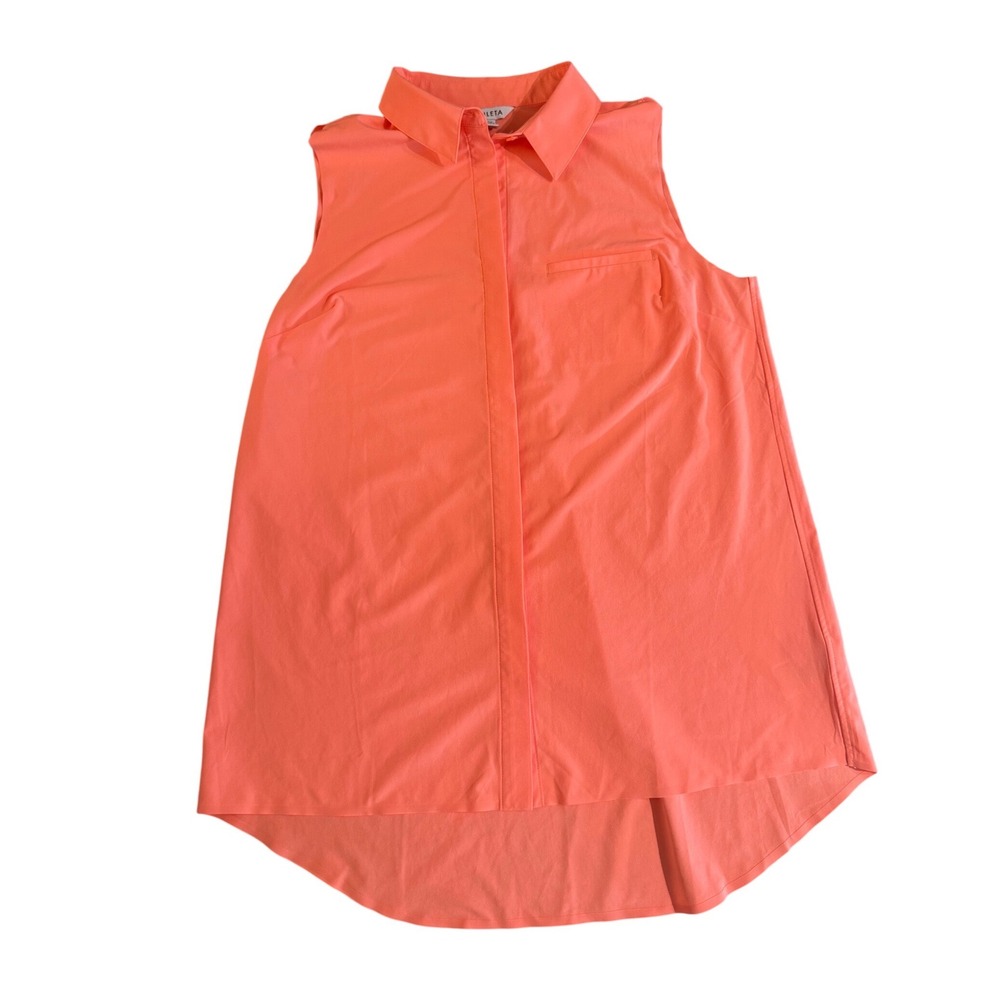 Athleta Urbanite II Tank Coral Orange Sleeveless Button Down Shirt Womens Medium